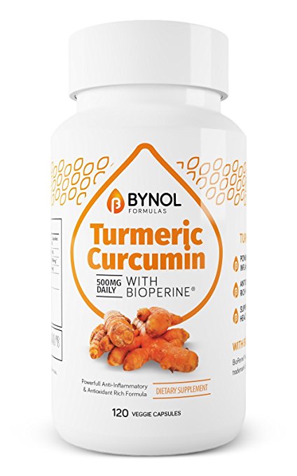 Bynol Formulas Organic Turmeric Curcumin Capsules Supplement with Bioprene-Patented Form of Black Pepper Extract From Turmeric Root Powerful Pure Natural Antioxidant, Anti-aging and Anti-inflammatory