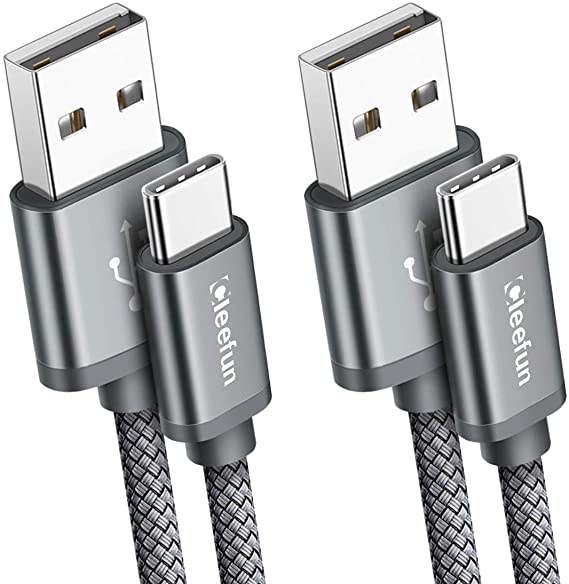 CLEEFUN 3m 2-Pack Long USB Type C Cable 3A Fast Charging, Premium Nylon Braided USB A to USB C Charger Cable for Samsung Galaxy Note 10 20 S10 S9 S8 S20 Plus, A21s A20E A51 A71, Moto G8 G7  Power