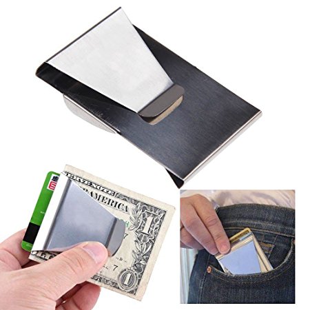 APG New Stainless Steel Slim Clip Double Sided Wallet Money Clip and Credit Card Holder