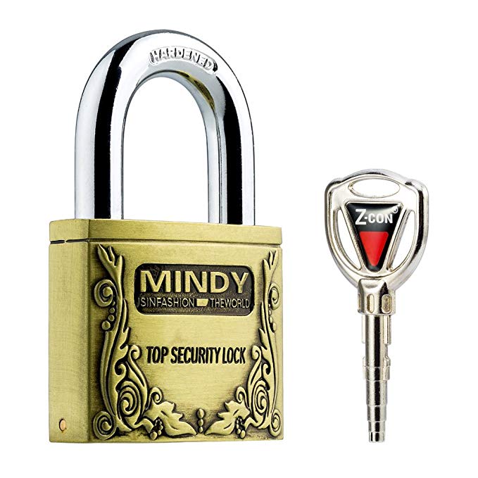 Mindy Anti-Theft Hard Steel Keyed Padlocks High Security Bronze Vintage Locks with Keys A4-40