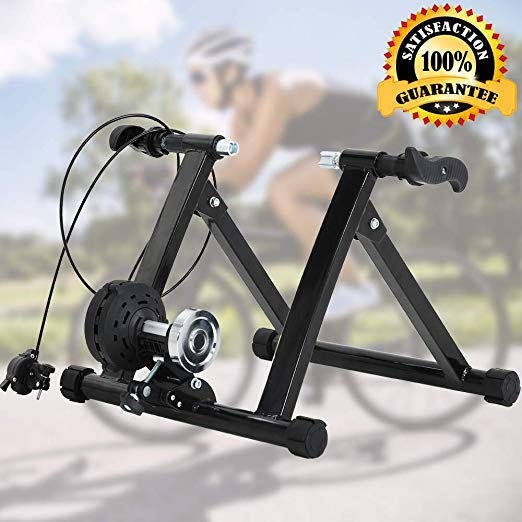 Bike Trainer Stand Bicycle Trainer Stand Bike Exercise Stand Indoor&Outdoor Road&Mountain Bike Trainer Stand for 26-28" Or 700c Wheel Magnetic Bike Trainer with 5 Levels Resistance