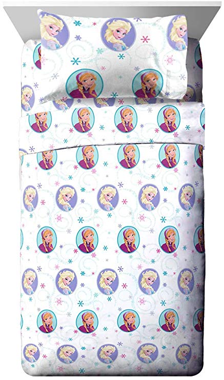 Jay Franco Disney Frozen Swirl Twin Sheet Set - Super Soft and Cozy Kid's Bedding Features Anna & Elsa - Fade Resistant Polyester Microfiber Sheets (Official Disney Product)