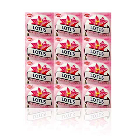 Lotus - Case of 12 Boxes, 10 Cones Each - HEM Incense From India