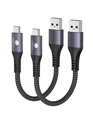 Type C Charger 10Gbps (2-Pack, 1ft), CONMDEX USB 3.1 Gen 2 Android Auto USB C Cable, 3A Fast Charging Short Cord for Samsung Galaxy S10 S9 Plus Note 10 9, LG V30 V20 G6 G5, Google Pixel, Moto G Z2