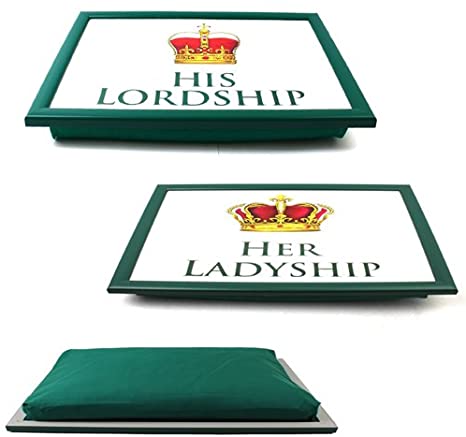 HIS HER Lordship Ladyship LAPTRAY Cushion Breakfast Serving Food Dinner Lap Tray (Ladyship)