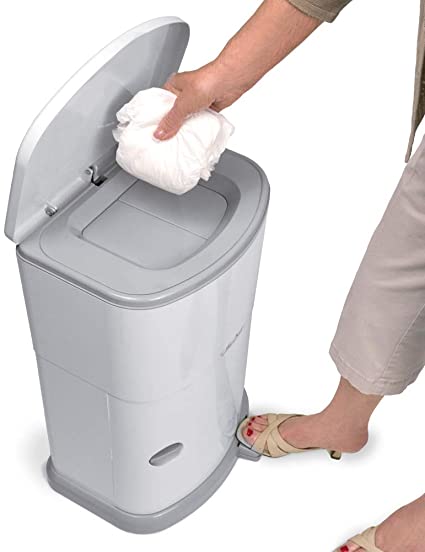 Akord Slim Incontinence Disposal System with Odor Lock, Discrete Style, White, 20" H X 11" W X 9.5" D