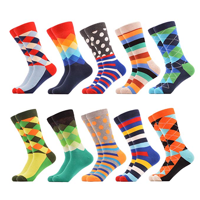 WeciBor Men's Colorful Funny Novelty Crazy Combed Cotton Casual Socks Packs