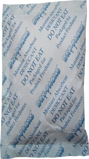 Silica Gel Desiccants 2-1/4 x 1 1/2 Inches - 25 Silica Gel Packets of 10 Grams Each by Dry-Packs