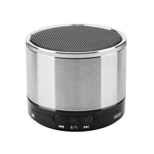 Bluetooth Speaker 3W Driver Portable Mini Silver Wireless Speaker with AUX input Compatible Slot Build-in TF Card Mic iPhone iPod iPad Pairing for Samsung LG and Smart phone for Indoors and Outdoors
