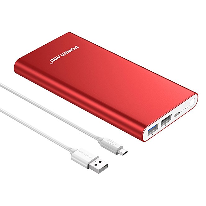 Poweradd Pilot 2GS 10,000mAh Dual-Port Portable Charger External Battery Power Bank for iPhone, iPad, iPod, Samsung, most other Phones and Tablets-Red (Lightning cable is not included)