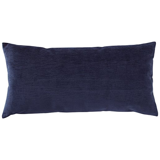 Rivet Velvet Texture Striated Pillow, 12" x 24", Midnight