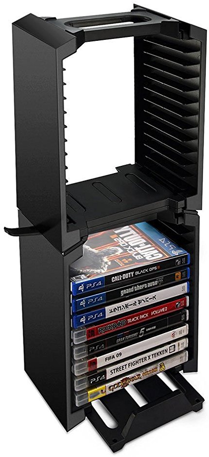 Ideashop PS4 P4/Slim/Pro Stand, Multifunctional Dual Ultra-Large Capacity Storage Stand with Game Disk Storage Tower for Xbox One S Slim Controller/PlayStation 4/PS4 Pro/PS4 Slim/VR Giasses