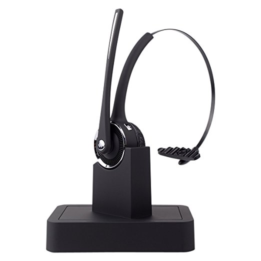 VicTal Over The Head Wireless Bluetooth Headset Bluetooth Headset With Microphone And Charging Dock/ Noise Reducing Office headset/Wireless headset for Android Cell Phone/iPhone 6 6s 7 Plus/PC/PS3/TV