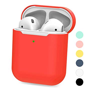 Moretek Compatible with AirPods Case Cover Silicone Protective Cover Skin for Apple AirPods Charging Case 2 & 1 (Red)