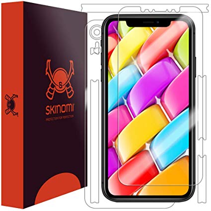 Apple iPhone XR Screen Protector   Full Body (6.1"), Skinomi TechSkin Full Coverage Skin   Screen Protector for Apple iPhone XR Front & Back Clear HD Film