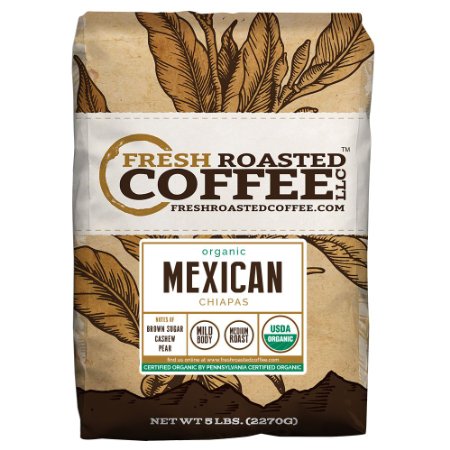 Mexican Chiapas Organic Coffee, Whole Bean, Fresh Roasted Coffee LLC (5 lb.)