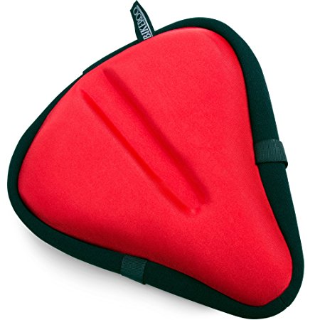 Large Exercise Bike Seat Cushion - 11" x 10" Wide Gel Soft Pad - Bikeroo Most Comfortable Bicycle Saddle Cover for Women and Men - Fits Cruiser and Stationary Bikes, Indoor Cycling