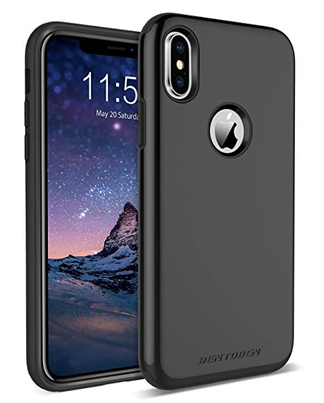 iPhone X Case, BENTOBEN Protective Slim iPhone Case Cover Shockproof Hard PC Flexible TPU Rugged Phone Cases for Girls, Women - Black