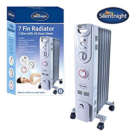 Silentnight Benross 7-Fin Oil Filled Radiator with Timer, 1500 Watt