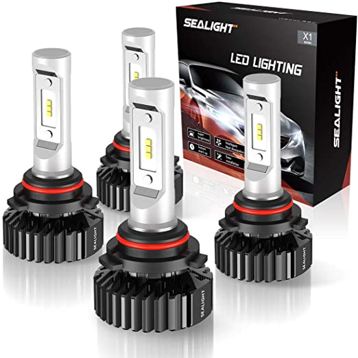 SEALIGHT 9005/HB3 High beam 9006/HB4 Low Beam LED Headlight Bulbs Combo Package CSP Chips 6000LM 6000K (4 Pack, 2 Sets)