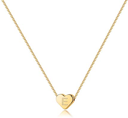 Heart Initial Necklaces for Women Girls - 14K Gold Filled Heart Pendant Letter Alphabet Necklace, Tiny Initial Necklaces for Women Kids Child, Heart Letter Initial Necklace Gifts for Girls Teens