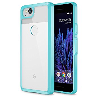 Trianium CLARIUM SERIES Case for Google Pixel 2 Phone (2017) Premium Pixel2 Case Clear Cover [Shock Absorption TPU   PC Back] Reinforced Corner Protective Cushion/Scratch Resistant -Turquoise/Clear