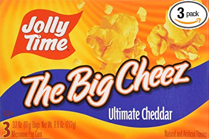 Jolly Time the Big Cheez Cheddar Cheese Microwave Popcorn, 3-count Boxes (Pack of 3)