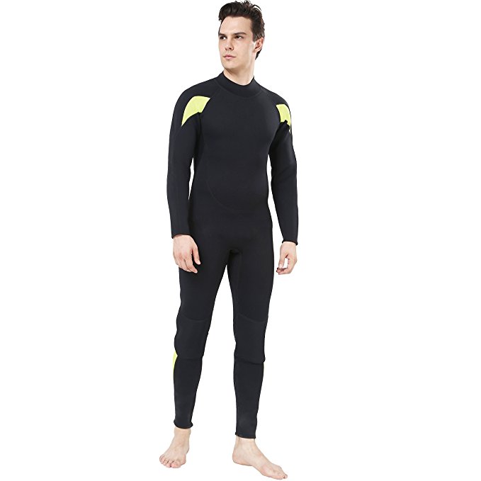 Mens Wetsuit Full Suit,Dark Lightning Long Sleeve Jumpsuit for Scuba Diving Surf Snorkeling, Thick and Warm Neoprene Wet suit Men in 3mm and 5/4mm, Black