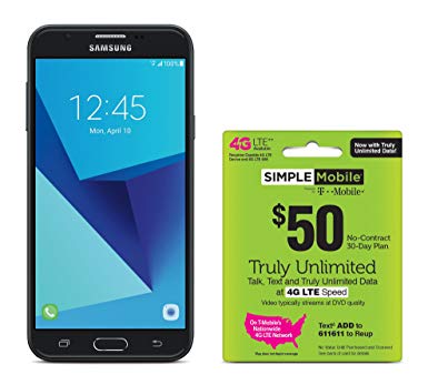 Simple Mobile Samsung Galaxy J7 Sky Pro 4G LTE Prepaid Smartphone with Free $50 Unlimited Bundle