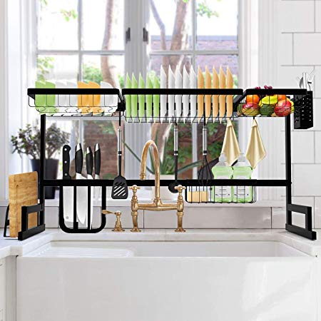 SOLEDI Over Sink Dish Rack Stainless Steel Dish Drying Rack Sturdy and Durable 72 Hours Anti Rust Test Maximize Kitchen Space Easy to Assemble (For Sink Length ≤ 36.66 inch)