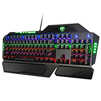 Mechanical Keyboard, [New Version]Pictek 104-Key Anti-ghosting Mechanical Gaming Keyboard, Water-Resistant Backlit Computer Keyboard with Adjustable Color and USB Cable,Blue Switch for Gamers