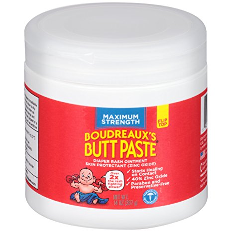 Boudreaux's Butt Paste Diaper Rash Ointment - Maximum Strength - Contains 40% Zinc Oxide - Pediatrican Recommended - Paraben and Preservative-Free - 14 Ounce
