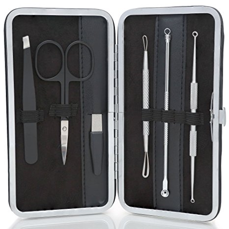 Comedone Extractors and Blackheads Remover with Tweezers & Manicure Set By Aotearoa Beauty; Professional Comedone Remover Tools for Blemishes,Whiteheads, Zits