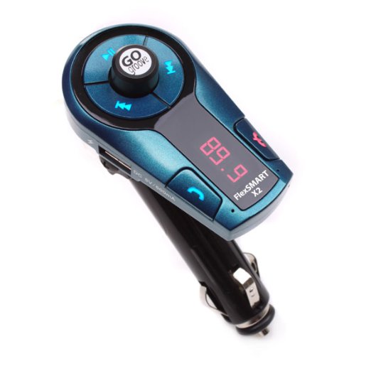 GOgroove FlexSMART X2 Mini Bluetooth FM Transmitter Car Kit with Hands-Free Calling USB Charging and Music Controls