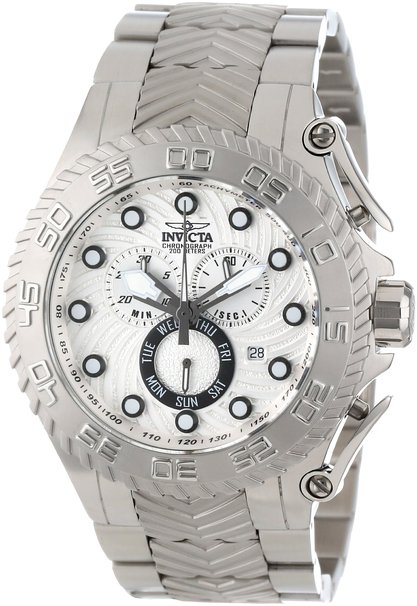 Invicta Men's 12933 Pro Diver Chronograph Silver Textured Dial Stainless Steel Watch