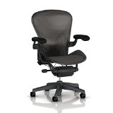 Aeron Task Chair by Herman Miller Highly Adjustable wPostureFit Lumbar Support - Fully Adj Vinyl Arms - Tilt Limiter - Size C - Standard Carpet Casters - Graphite FrameCarbon Classic Pellicle - Size C Large