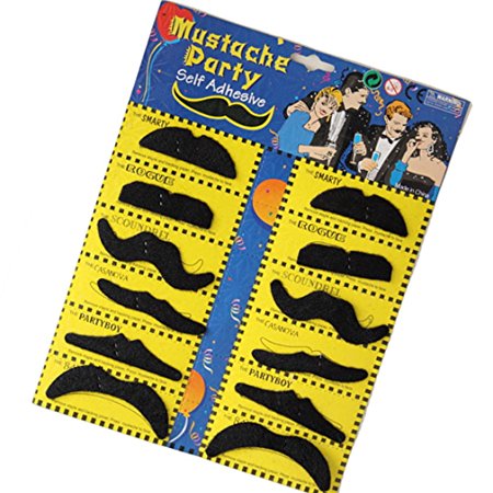 Leegoal Self Adhesive Set 12 Fake Mustaches Costume Party Disguise