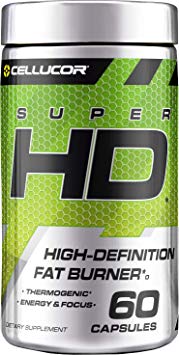 Cellucor SuperHD Thermogenic Fat Burner & Energy Booster for Men & Women, Antioxidant & Weight Loss Supplement with Nootropic Focus, 60 Capsules