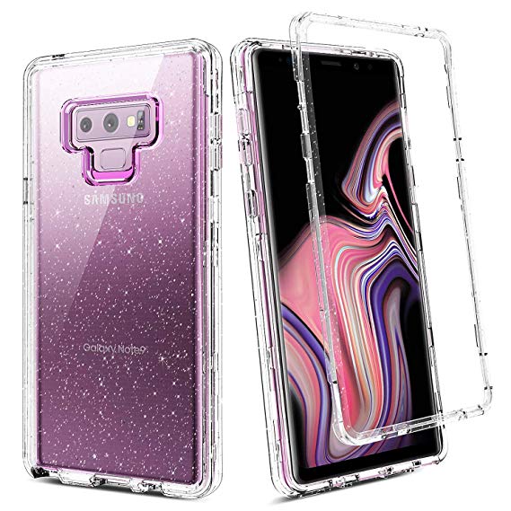 BENTOBEN for Galaxy Note 9 Case, Clear Samsung Galaxy Note 9 Case Three Layer Hybrid Hard PC Flexible TPU Heavy Duty Rugged Bumper Shockproof Transparent Protective Phone Cover Glitter Crystal Design