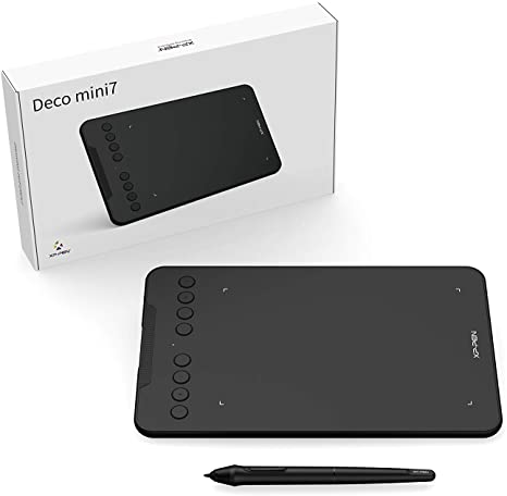 XP-PEN Deco Mini7 Graphich Table Portable Digital Graphic Drawing Tablet with Battery-Free 8192 Stylus 60°Tilt Ability 8 Express Keys Supports Windows, Mac,Android