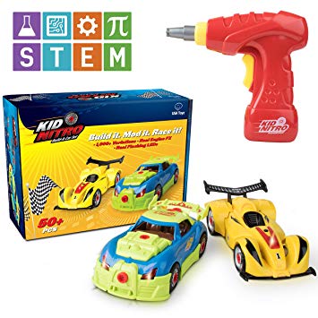 Race Car Build A Car Toys – “USA Toyz Kid Nitro” 53 Pc Build Your Own Car Girls and Boys Toys 2 Pk Toy Cars Creative Builder Set of Take Apart Toys