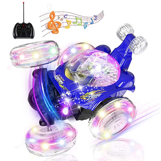 UTTORA Remote Control Car, RC Car Invincible Tornado Twister Remote Control Rechargeable  Stunt Vehicle with Colorful Lights and Music Switch for Kids