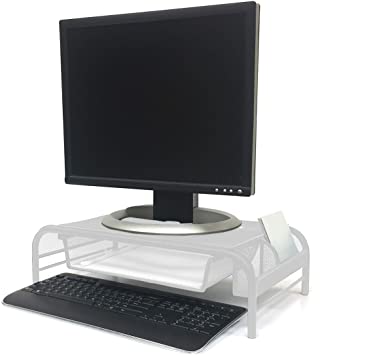 Mind Reader MESHMONSTA-WHT Monitor Stand, Metal Mesh Stand & Desk Organizer with Drawer, White