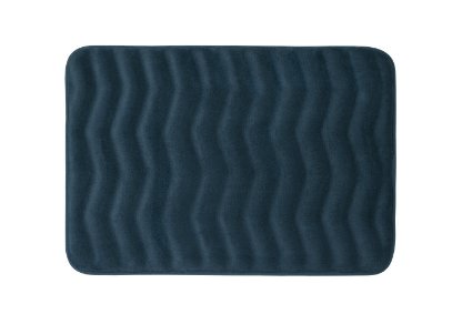 HLCME Soft and Absorbent - Extra Thick- Non Skid Backing - Waves Memory Foam Bath Mat Indigo