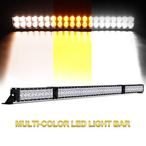 52 inch LED Light Bar, 28000LM 280W Three Color Modes Spot and Flood Beam Combo Lights Dual Row Off Road Fog & Driving Light Bars for Jeep Ford Trucks Boat (Warm White/Amber/White)