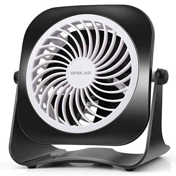 OPOLAR 4 Inch Mini USB Desk Fan, 2 Speeds, Lower Noise, USB Powered, 360° Up and Down, 3.8 ft Cable, Powerful Black Fan for Home and Office