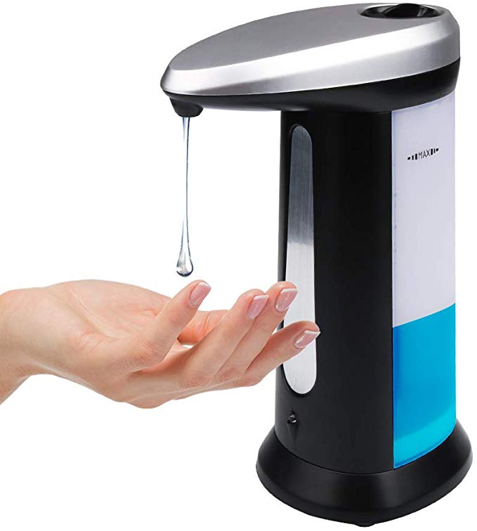 Smyidel Automatic Sensor Soap Dispenser,Touch-Free Automatic Soap Pump with Waterproof Base, R Infrared Motion Sensor Hand Free Dish Soap for Kitchen and Bathroom 400ML