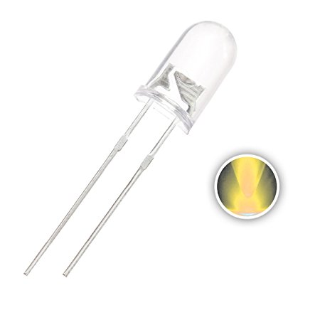 Chanzon 100 pcs 5mm Warm White LED Diode Lights (Clear Round Transparent 3000K DC 3V 20mA) Super Bright Lighting Bulb Lamps Electronics Components Light Emitting Diodes