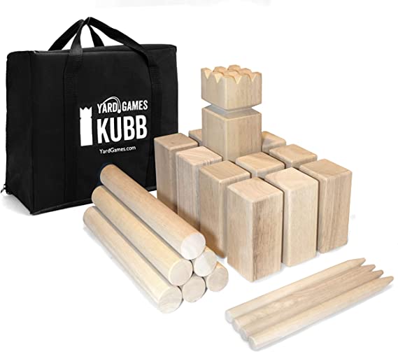 Yard Games Kubb Regulation Size Outdoor Tossing Game with Carrying Case, Instructions, and Boundary Markers
