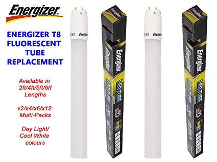 Energizer HighTech T8 Led Tube - Retrofit Fluorescent Tube Replacement - Includes Starter - Bundles of x2/x4/x6/x12 Available! (6X - 6FT - Day Light)